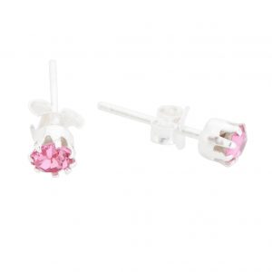 Pink Gemstone Stud .925 Sterling Silver Earrings