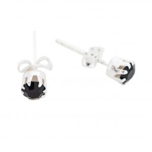 Black Gemstone Stud .925 Sterling Silver Earrings