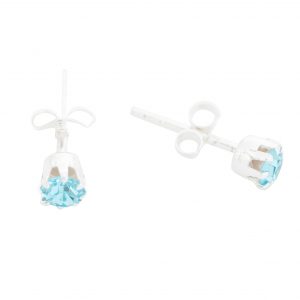 Aqua Gemstone Stud .925 Sterling Silver Earrings