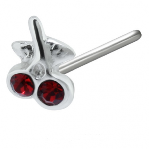 .925 Sterling Silver Cherries Gemstone Nose Stud