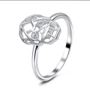 Skull Crystal Rhinestone .925 Sterling Silver Ring