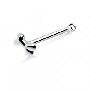 .925 Sterling Silver Bone Shaped Nose Bone Stud