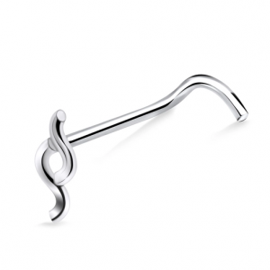 .925 Sterling Silver Wave Bar Curved Nose Stud