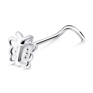 .925 Sterling Silver Butterfly Curved Nose Stud