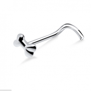 .925 Sterling Silver Bone Shaped Curved Nose Stud