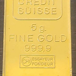 Vintage Credit Suisse 999.9 Fine Gold Bar (5 Grams) (Secondary Market)