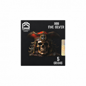 Pirate Series: Skull and Crossbones .999 Silver (5 Grams) Color and 24K Gold-Plated Surprise