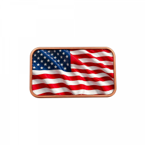 1 Troy Ounce oz .999 Copper Color American Flag Bar with Capsule
