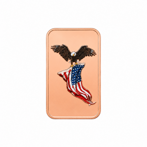 .999 Copper Color Eagle Carrying American Flag Bar (Capsule Included) (31.1 Grams)