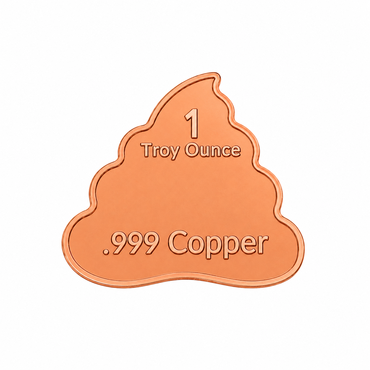 1 troy ounce oz .999 copper poop emoji bar Back