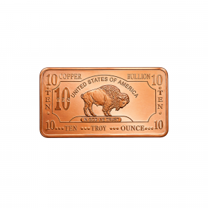 10oz oz Copper Bar - American Buffalo - 10 Troy Ounces (311 g)
