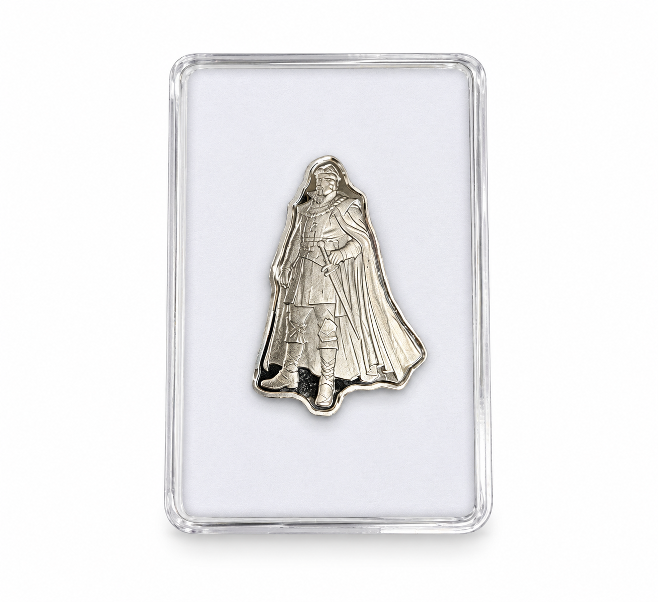 Silver Knight Relief in Clear Display Case